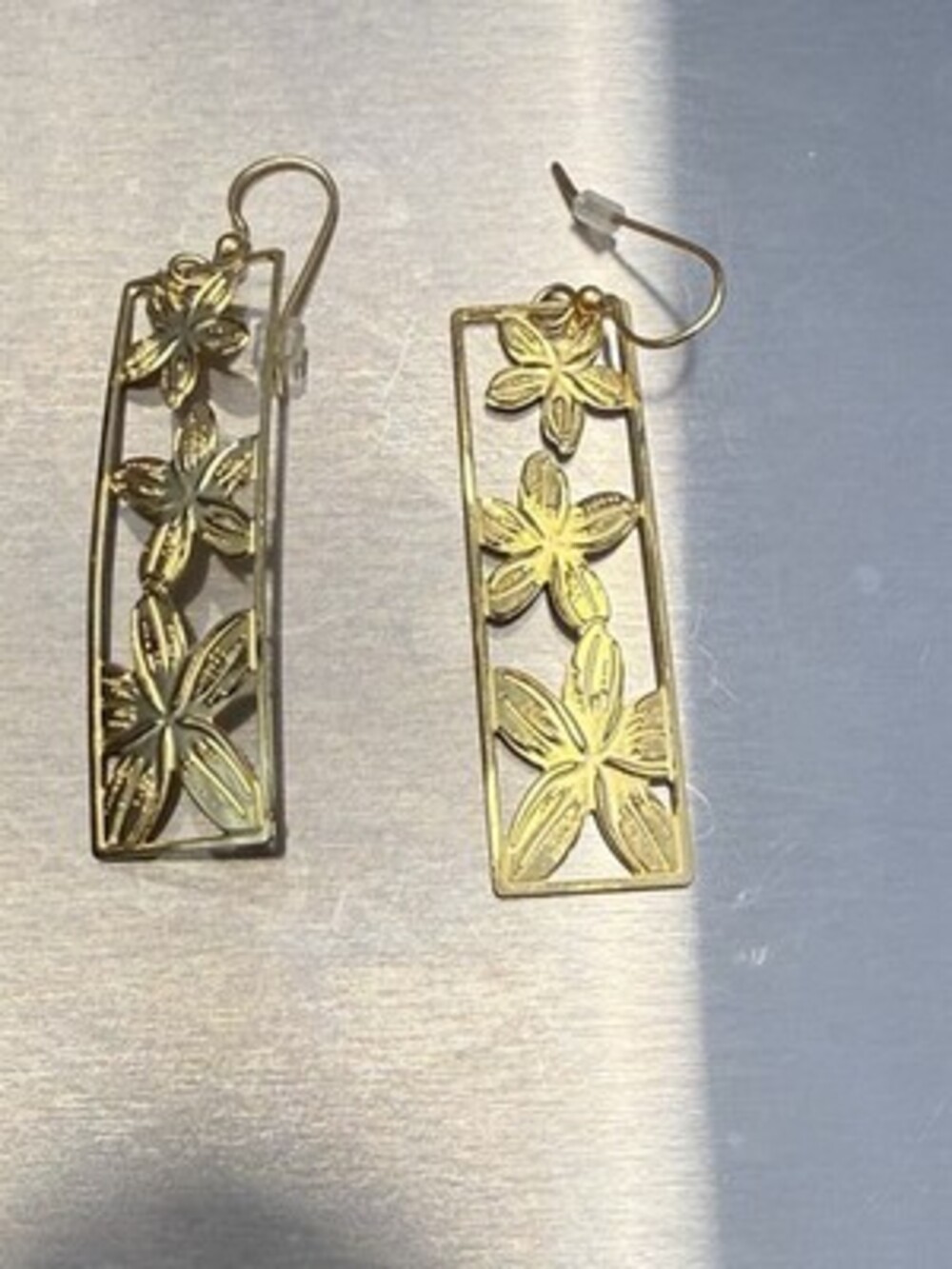 Gold Toned Flower Earrings